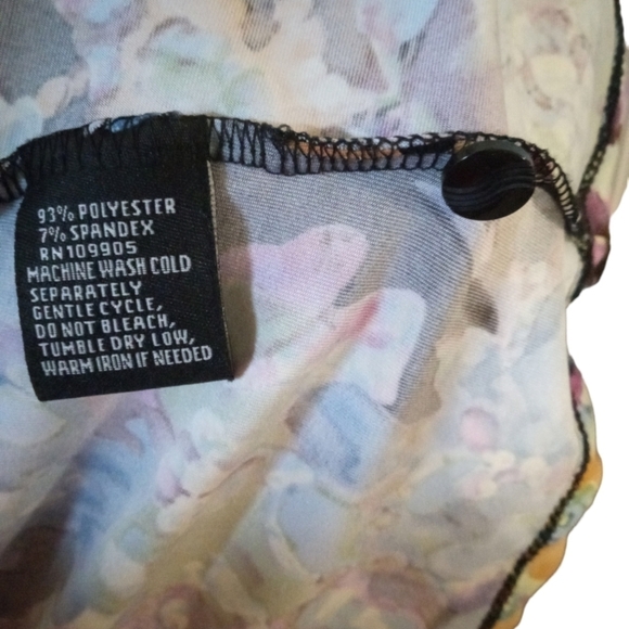 Multicolor Splatter Blouse Essentials by Milano Ruched Chest Tapered Romantic S - Picture 7 of 8